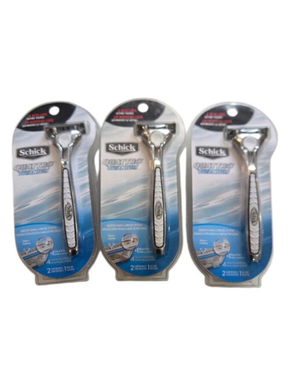 3 Packs Schick Quattro Titanium Razor + 6 Cartridges NEW Factory Seal